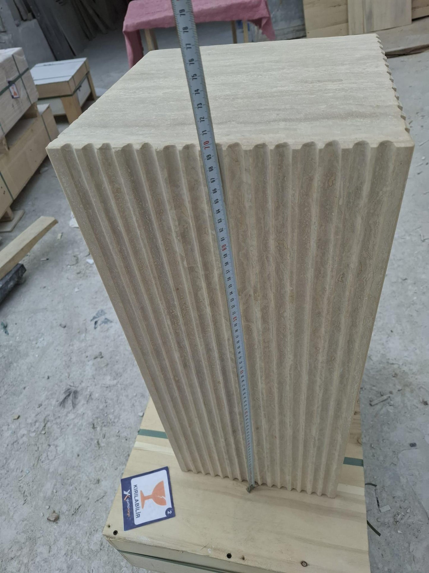 Traverten Fitilli Konsol –Handmade Fluted Travertine Console Table –Modern Luxury Entryway Furniture - Console Table -Fluted Stone Furniture