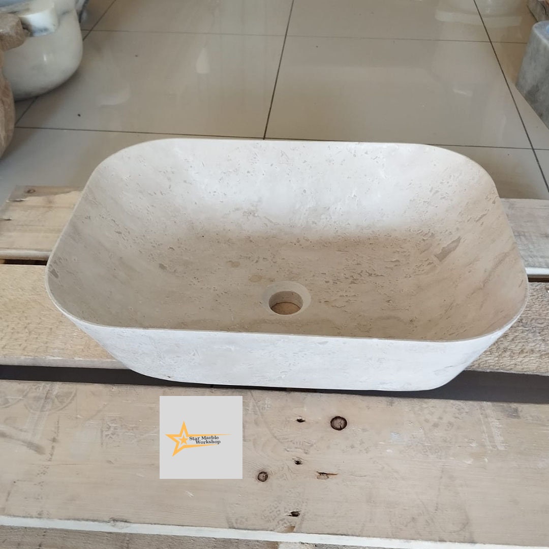 Travertine Sink Farmhouse Sink Powder Room Sink Hand Carved Marble Sink Bathroom Sink natural stone sink