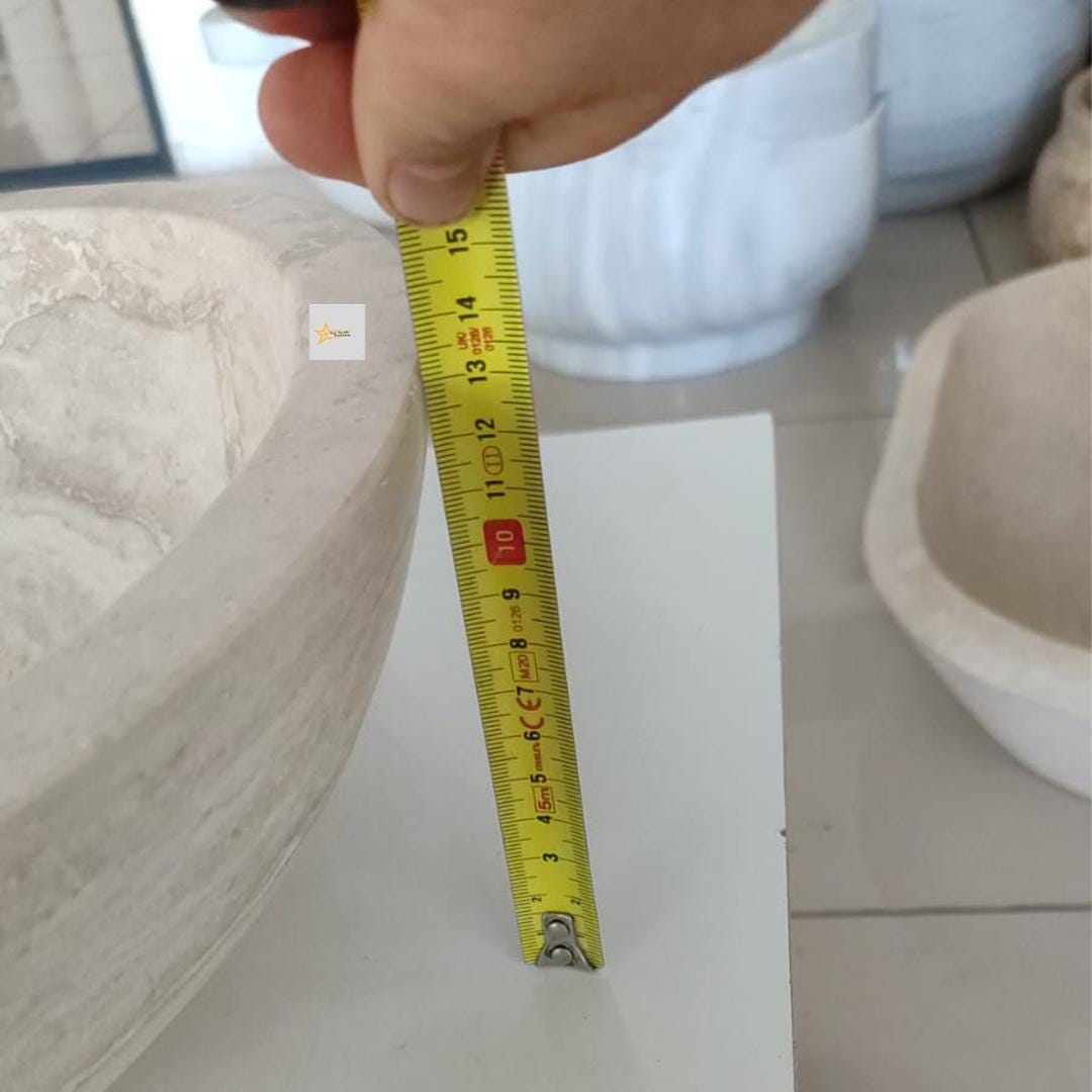 Hand Carved Travertine Marble Sink: Farmhouse Bathroom Vanity