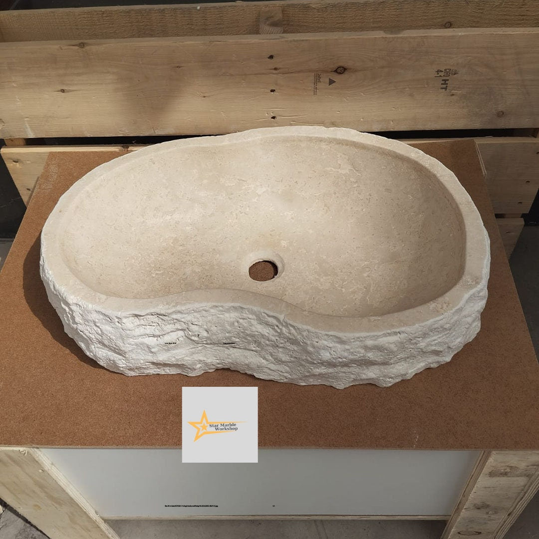 Travertine  Sink Shapeless Sink Farmhouse Sink Powder Room Sink  Hand Carved Marble Sink Bathroom Sink natural stone sink Sink vanity