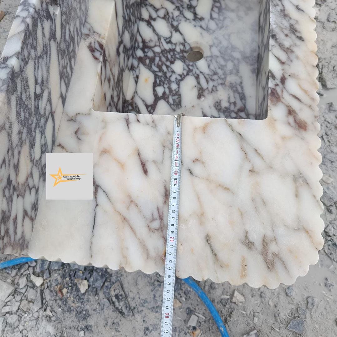 Handmade Calacatta Viola Marble Double Sink – Luxury Bathroom Basin, Wall-Mounted or Countertop Natural Stone Vanity