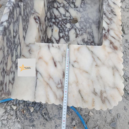 Handmade Calacatta Viola Marble Double Sink – Luxury Bathroom Basin, Wall-Mounted or Countertop Natural Stone Vanity