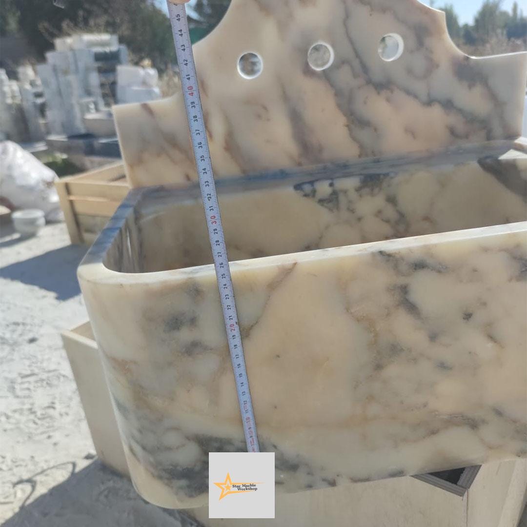 Calacatta Gold Rectangular Sink, Sink With Faucet Hole Farmhouse Sink Powder Room Sink Calacatta Sink  Hand Carved Marble Sink Washbasin