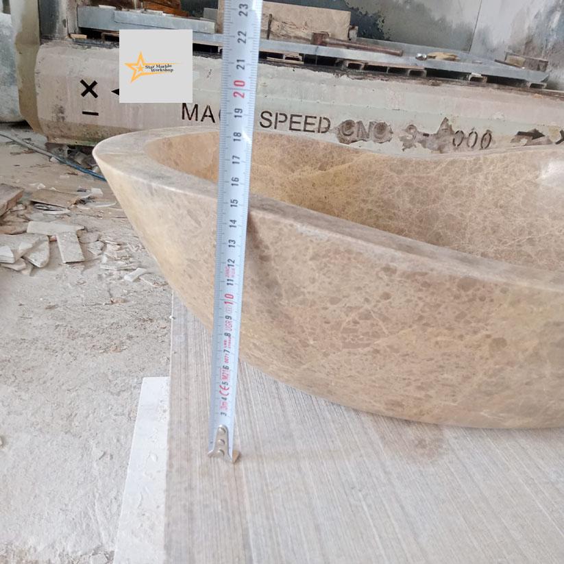 Ready to Ship Emperador Marble Sink Farmhouse Sink Powder Room Sink Calacatta Sink Hand Carved Marble Sink