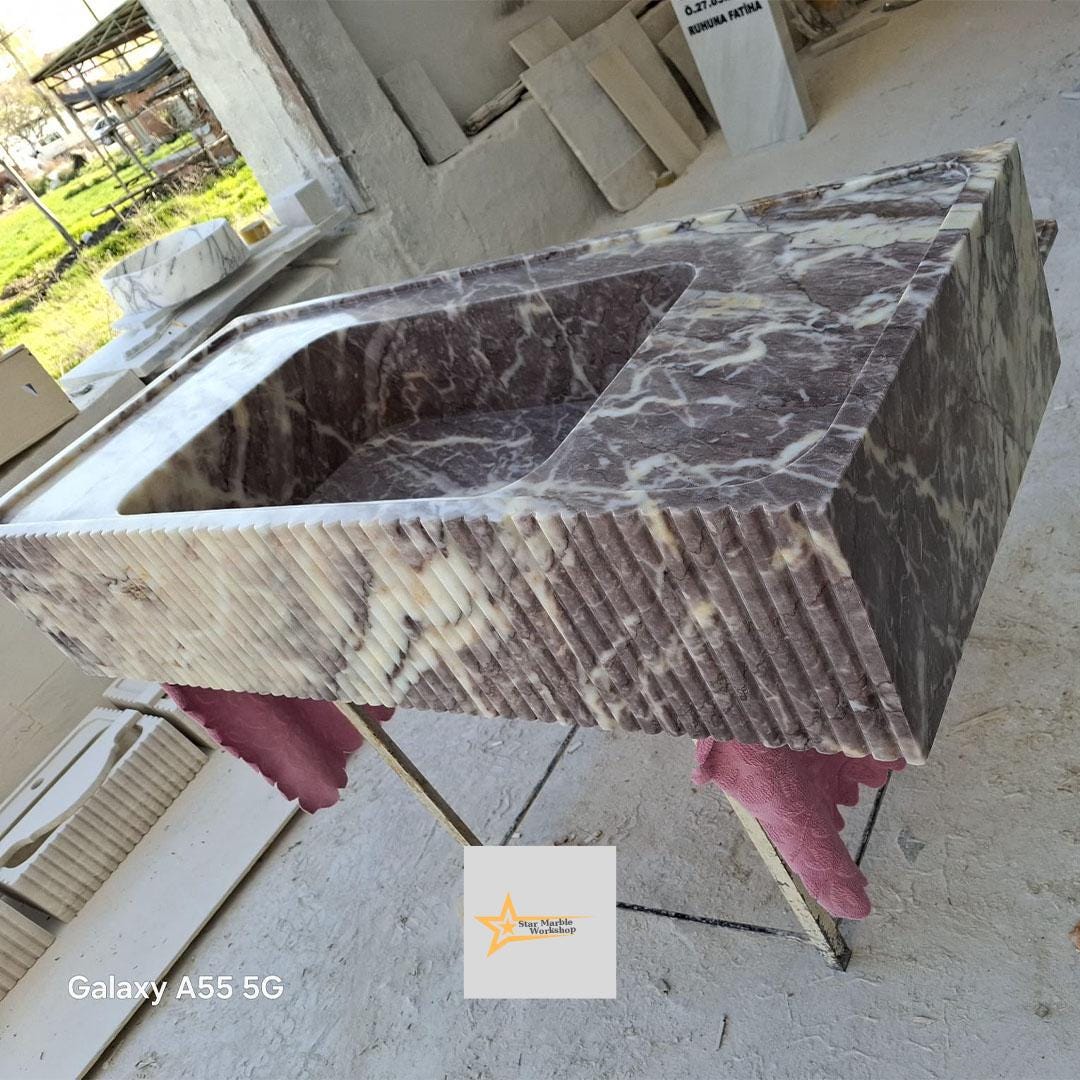 Purple Marble Sink Wall Mounted Sink Farmhouse Sink Toilet Room Sink Hand Carved Marble Sink Counter Top Sink sink for bathroom