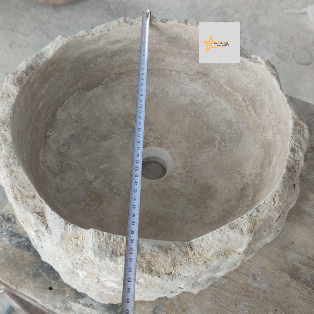 Ready to Ship Travertine  Sink Shapeless Sink Farmhouse Sink Powder Room Sink  Hand Carved Marble Sink Bathroom Sink natural stone sink
