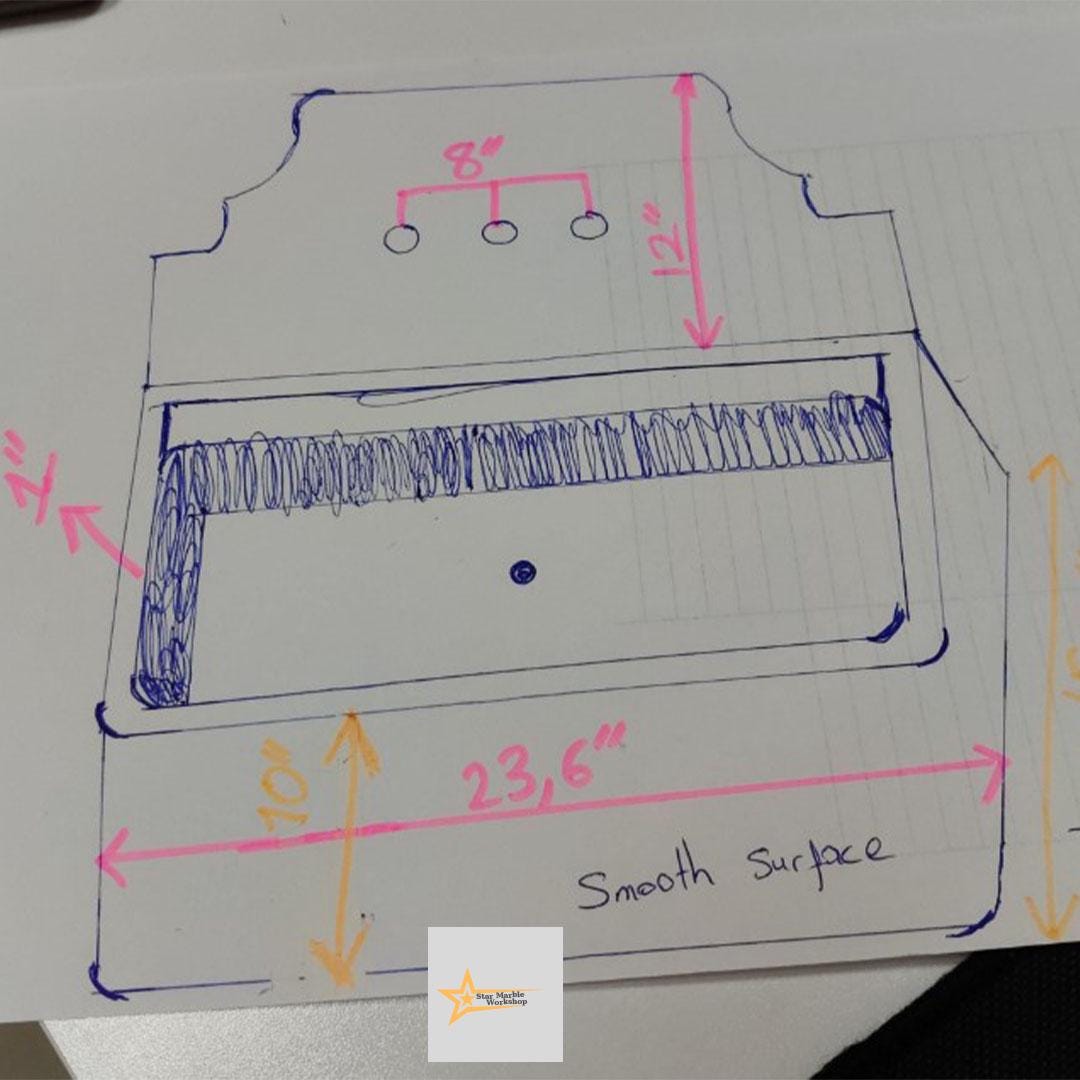 Calacatta Gold Rectangular Sink, Sink With Faucet Hole Farmhouse Sink Powder Room Sink Calacatta Sink  Hand Carved Marble Sink Washbasin