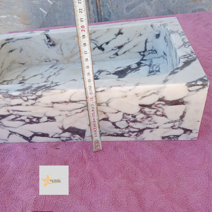 Hand Carved Calacatta Viola Marble Sink: Farmhouse Powder Room Vanity