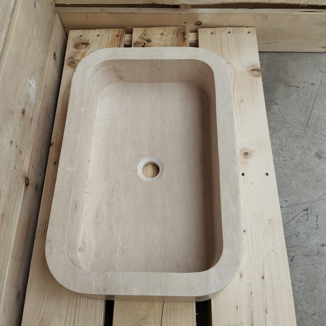 Ready to Ship Travertine  Sink Farmhouse Sink Powder Room Sink Calacatta Sink Hand Carved Marble Sink Bathroom Sink natural stone sink