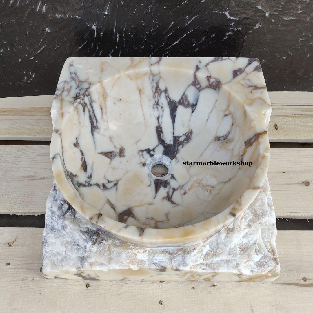 Ready to Ship Calacatta Gold Square Sink Wall Mounted Sink Toilet Room Sink Calacatta Sink Hand Carved Marble Sink Marble Sink