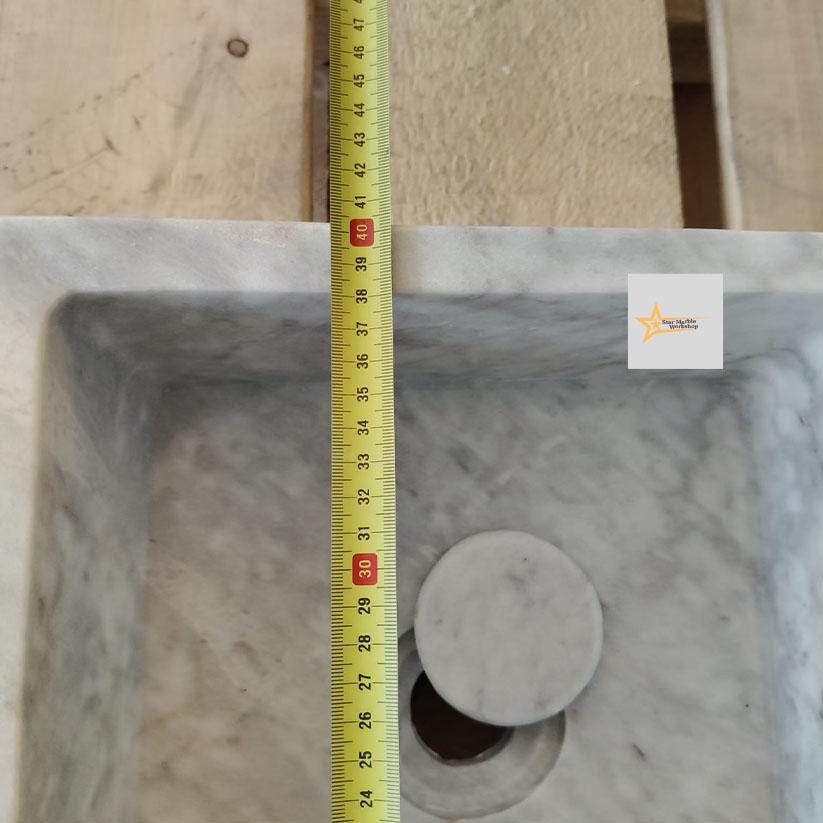 Ready To Ship Grey Marble Sink Wall Mounted Sink Farmhouse Sink Powder Room Sink Calacatta Sink  Hand Carved Marble Sink