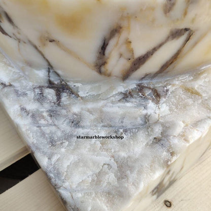 Ready to Ship Calacatta Gold Square Sink Wall Mounted Sink Toilet Room Sink Calacatta Sink Hand Carved Marble Sink Marble Sink