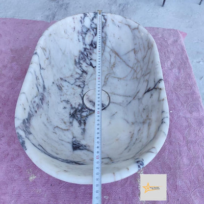 Calacatta Viola Marble Sink  Farmhouse Sink Powder Room Sink Calacatta Sink  Hand Carved Marble Sink Marble Sink Sink vanity