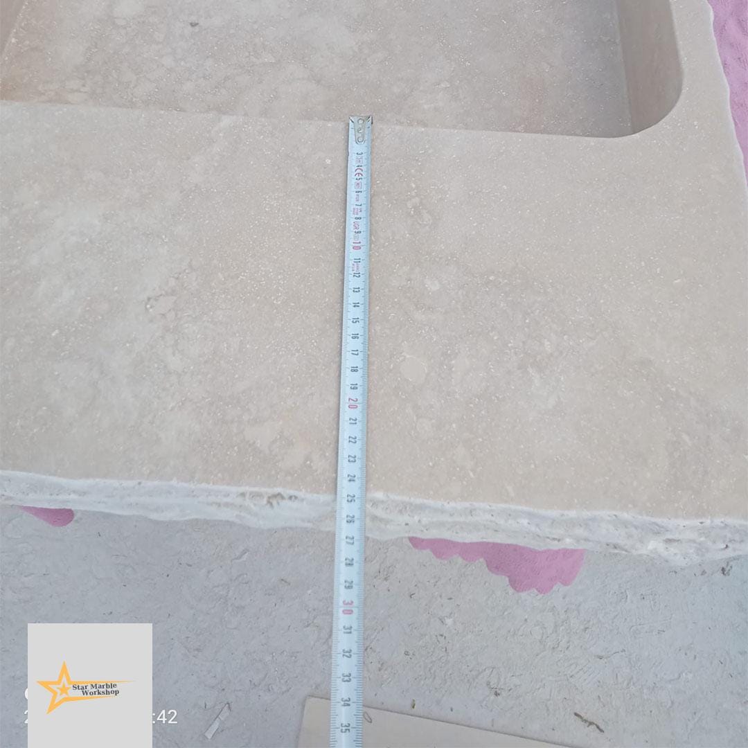 Hand Carved Travertine Sink – Natural Stone Wall Mounted or Farmhouse Bathroom & Powder Room Vanity Sink