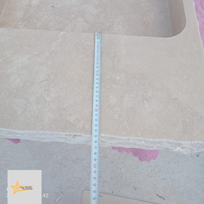 Hand Carved Travertine Sink – Natural Stone Wall Mounted or Farmhouse Bathroom & Powder Room Vanity Sink