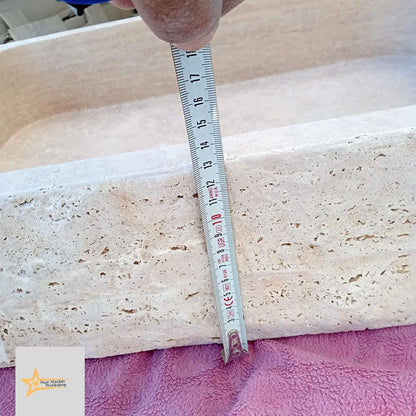 Hand Carved Travertine Sink – Natural Stone Wall Mounted or Farmhouse Bathroom & Powder Room Vanity Sink