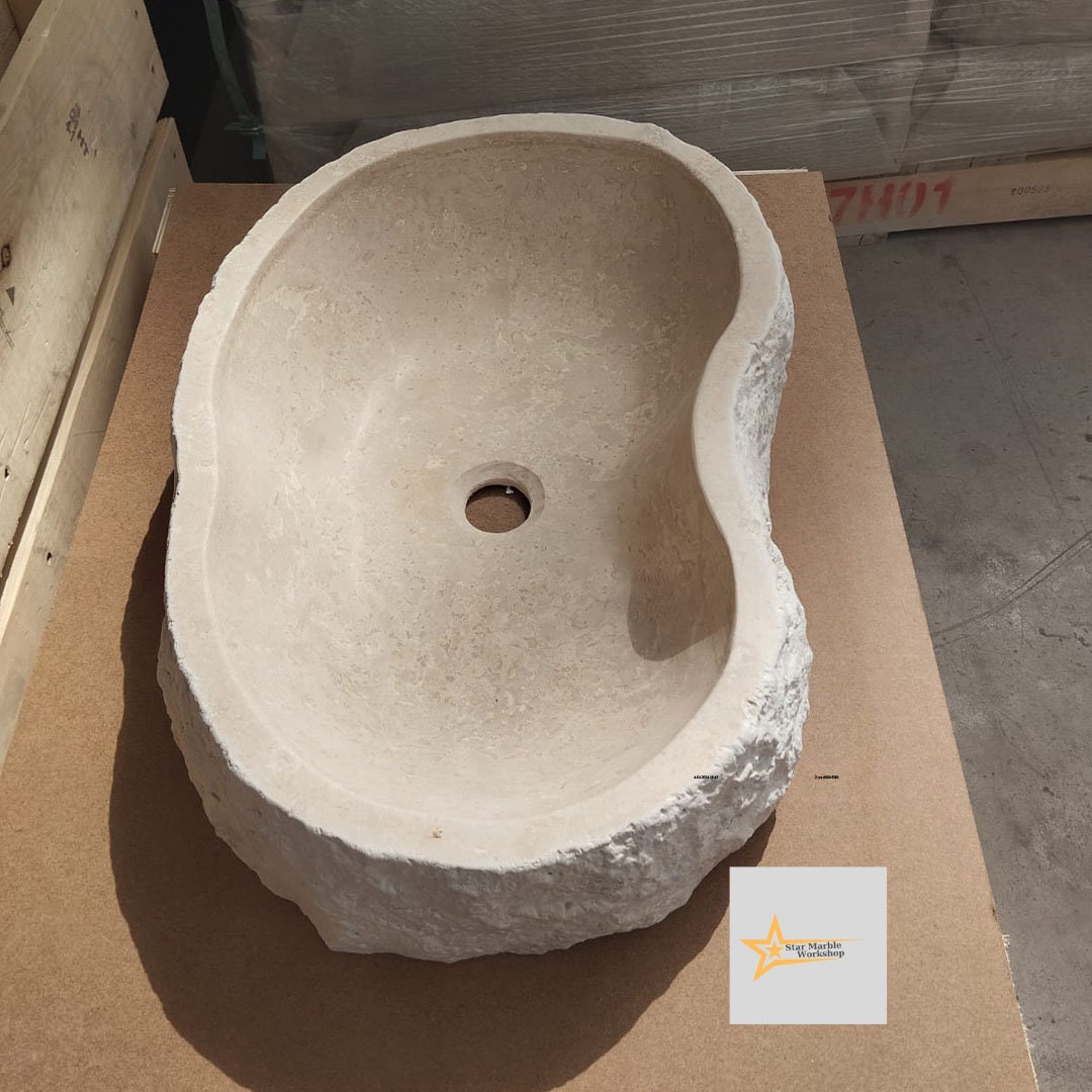Travertine  Sink Shapeless Sink Farmhouse Sink Powder Room Sink  Hand Carved Marble Sink Bathroom Sink natural stone sink Sink vanity