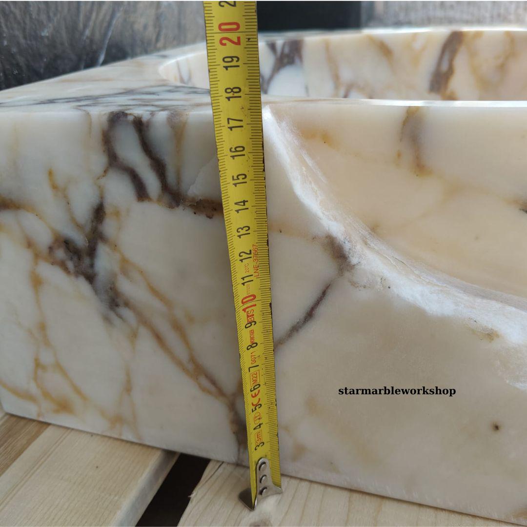Ready to Ship Calacatta Gold Square Sink Wall Mounted Sink Toilet Room Sink Calacatta Sink Hand Carved Marble Sink Marble Sink