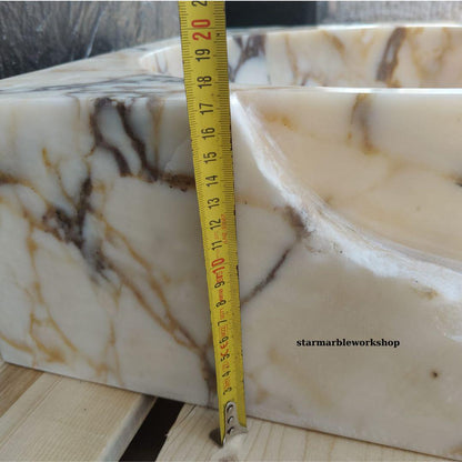 Ready to Ship Calacatta Gold Square Sink Wall Mounted Sink Toilet Room Sink Calacatta Sink Hand Carved Marble Sink Marble Sink