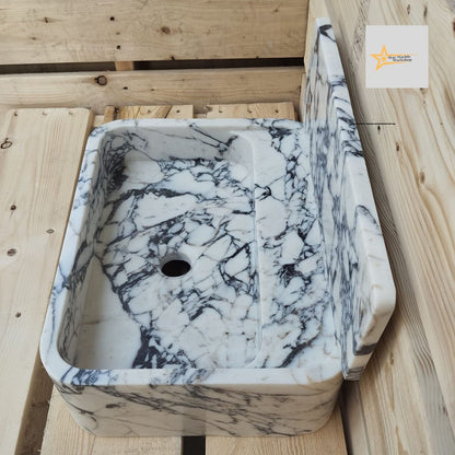 Calacatta Viola Marble Sink Farmhouse Sink Toilet Room Sink Calacatta Sink Hand Carved Marble Sink Marble Sink Floating Sink Sink vanity