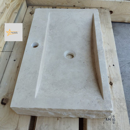 Wall Mounted Sink, Farmhouse Sink, Powder Room Sink, Hand Carved Marble Sink, Natural Stone Sink, Classic Travertine Sink