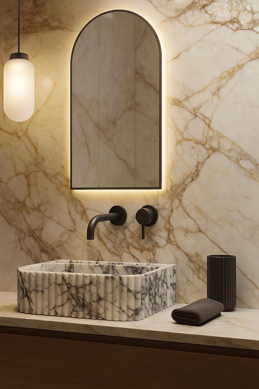 Handmade Calacatta Viola Marble Sink: Luxury Stone Bath Decor