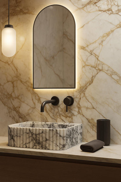 Handmade Calacatta Viola Marble Sink: Luxury Stone Bath Decor