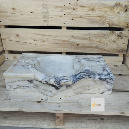 Calacatta Viola Marble Sink Wall Mounted Sink Farmhouse Sink Powder Room Sink Calacatta Sink  Hand Carved Marble Sink