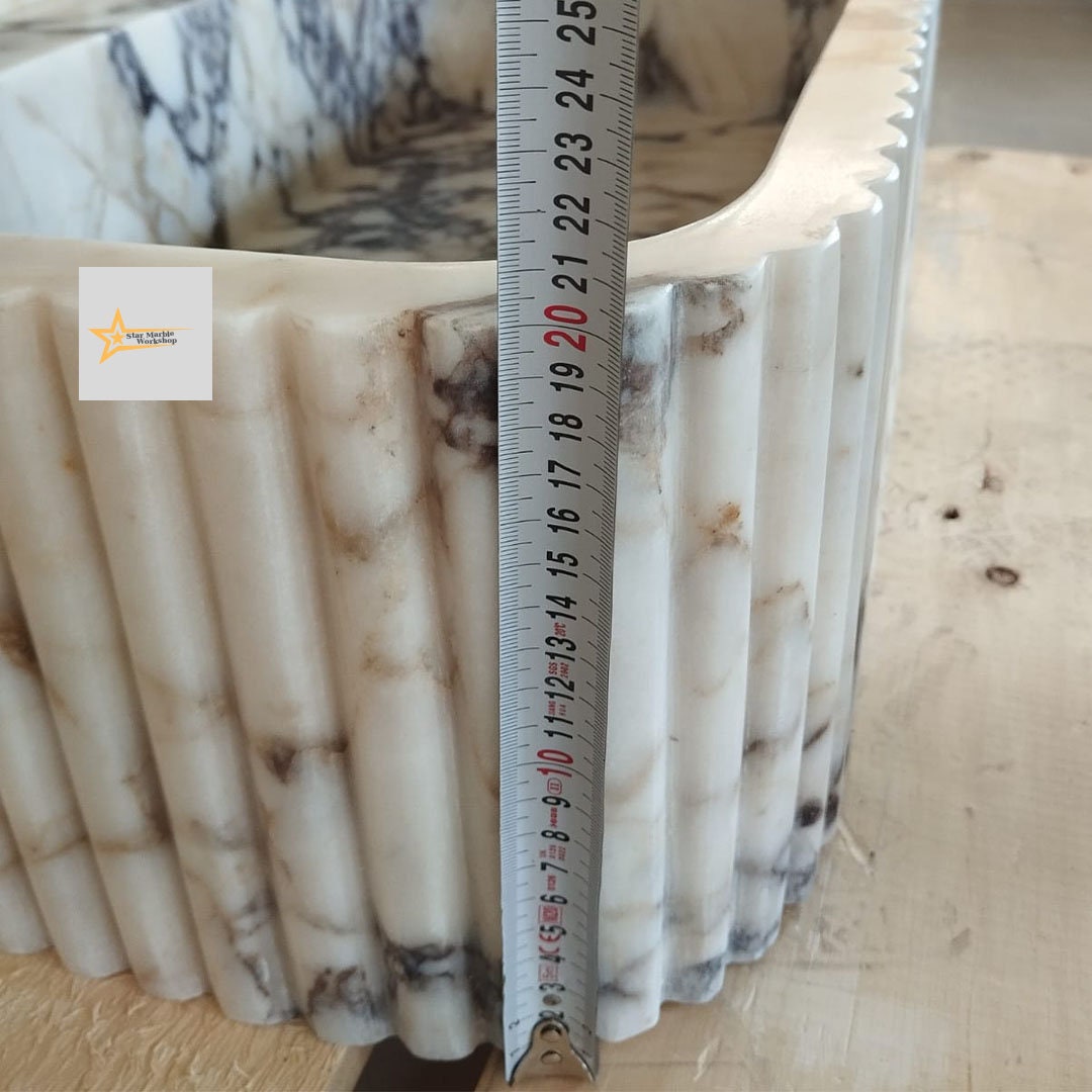 Handmade Calacatta Viola Marble Sink: Luxury Stone Bath Decor