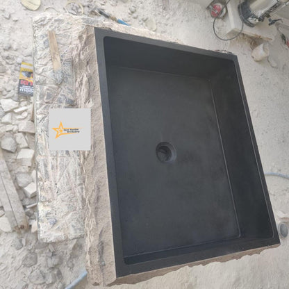 Basalt Black Stone Sink - 100% Natural Stone - Handmade - Stone Sink - Bathroom Design - Countertop Sink -