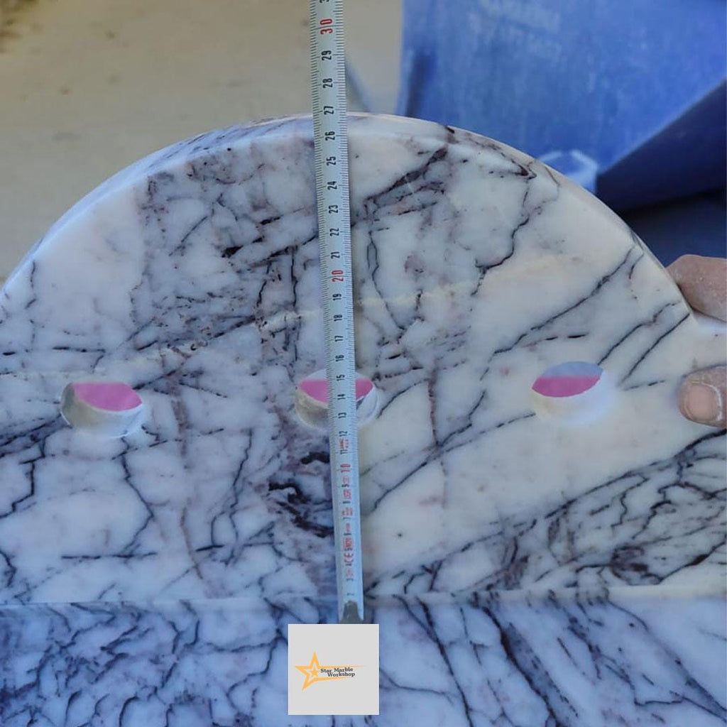 Calacatta Lilac Rectangular Sink, Sink With Faucet Hole Farmhouse Sink Powder Room Sink Calacatta Sink  Hand Carved Marble Sink Washbasin