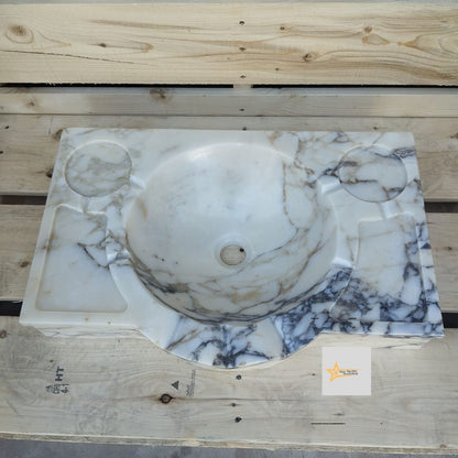 Calacatta Viola Marble Sink Wall Mounted Sink Farmhouse Sink Powder Room Sink Calacatta Sink  Hand Carved Marble Sink