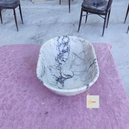 Calacatta Viola Marble Sink  Farmhouse Sink Powder Room Sink Calacatta Sink  Hand Carved Marble Sink Marble Sink Sink vanity