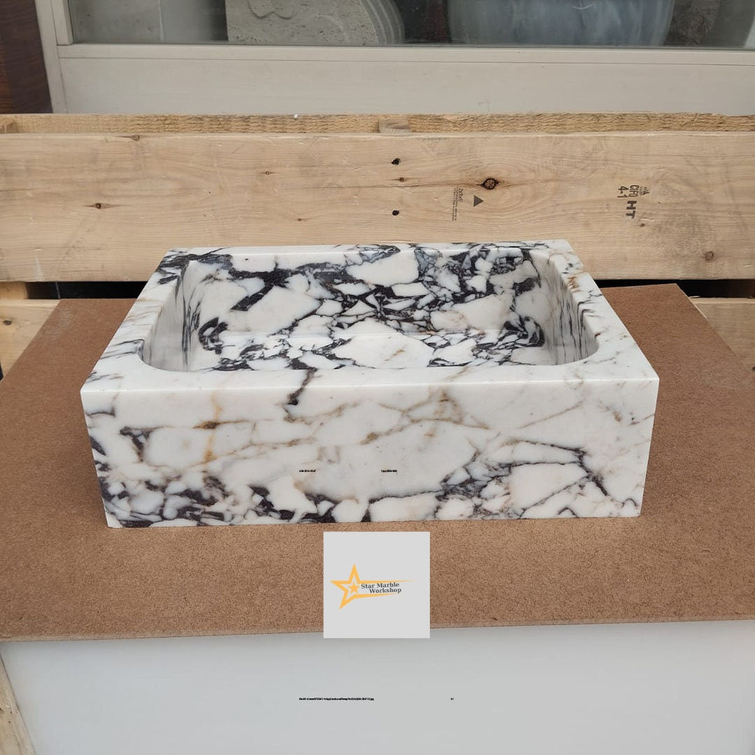 Calacatta Viola Marble Sink  Farmhouse Sink Powder Room Sink Calacatta Sink  Hand Carved Marble Sink Marble Sink Sink vanity