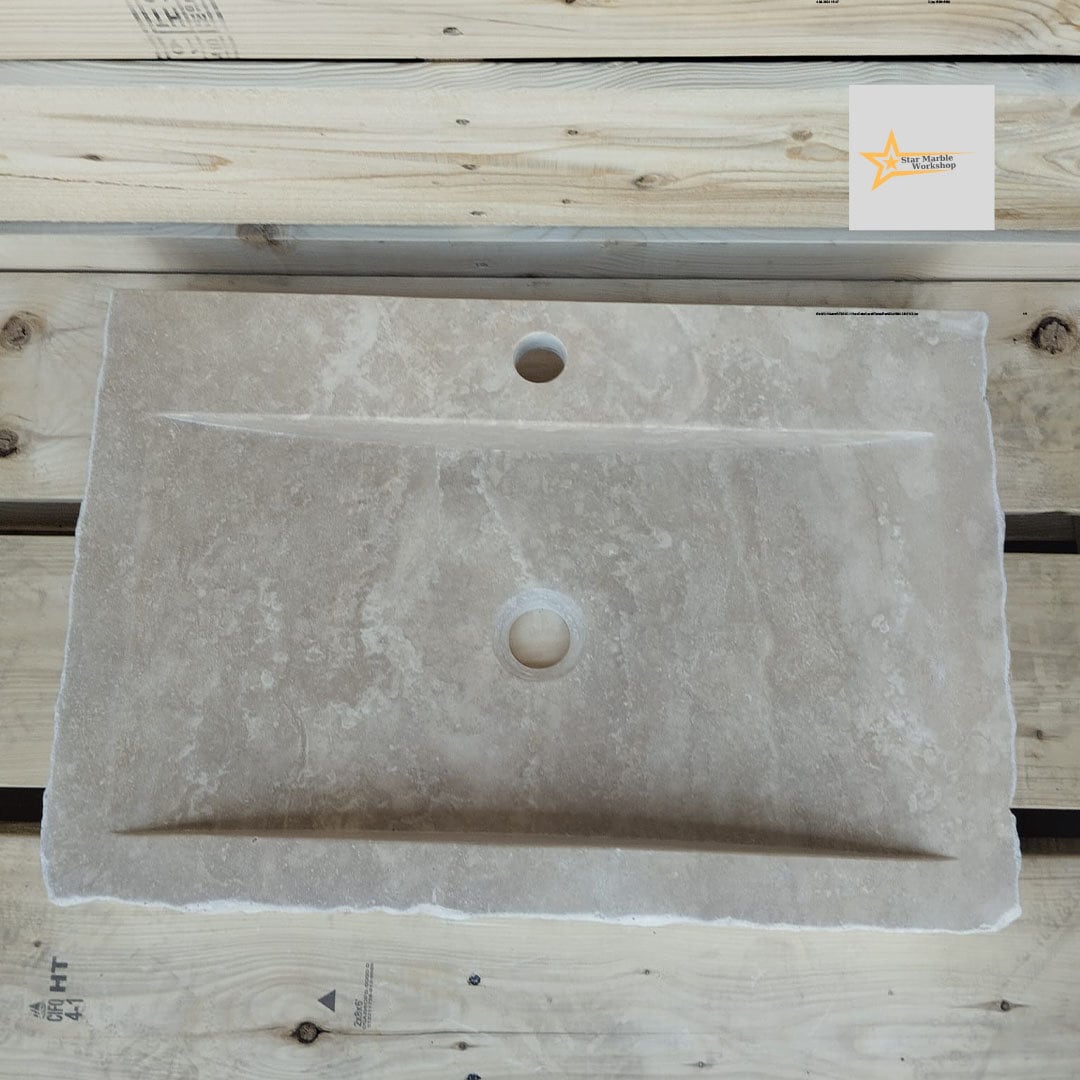 Handmade Travertine Stone Sink – Wall Mounted, Rustic & Modern Bathroom Design