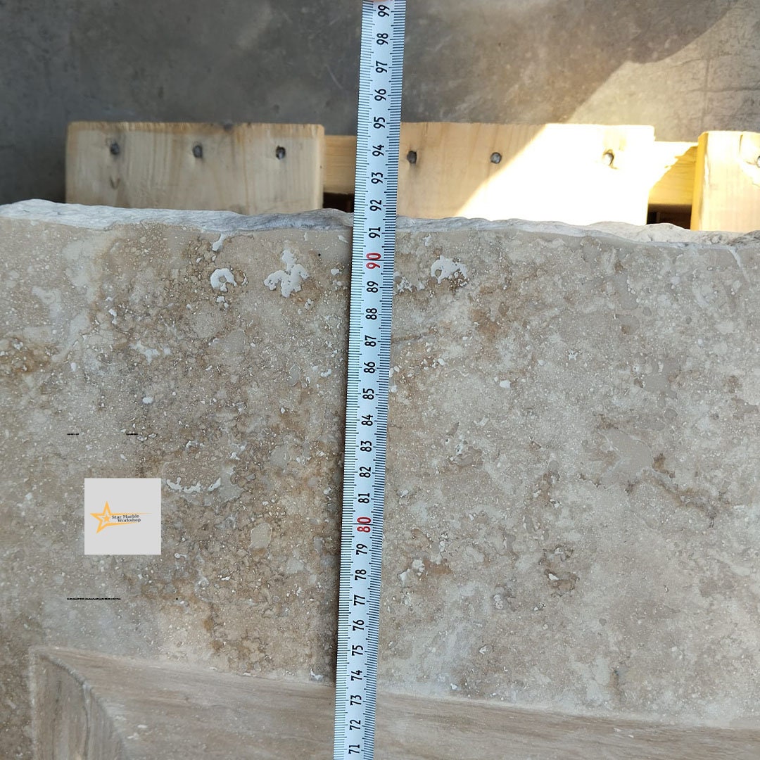 Ready to Ship Travertine  Sink Wall Mounted Sink Farmhouse Sink Powder Room Sink  Hand Carved Marble Sink Bathroom Sink natural stone sink