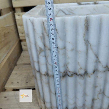 Ready To Ship Calacatta Gold Rectangular Sink Wall Mounted Sink Farmhouse Sink Powder Room Sink Calacatta Sink  Hand Carved Marble Sink