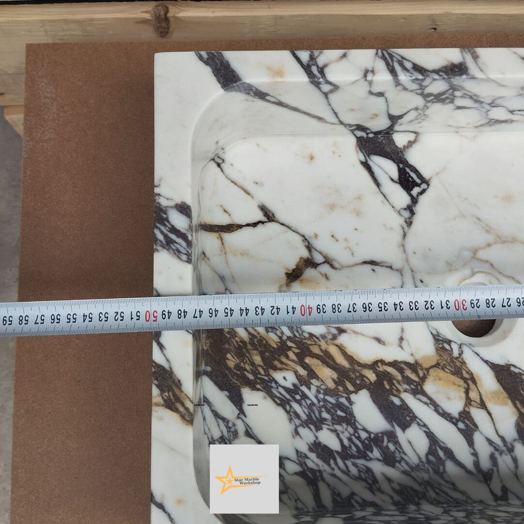 Calacatta Viola Marble Sink  Farmhouse Sink Powder Room Sink Calacatta Sink  Hand Carved Marble Sink Marble Sink Sink vanity