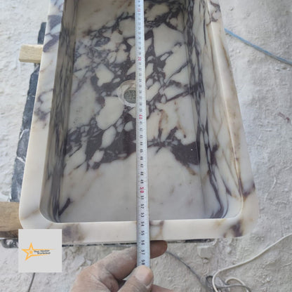 Calacatta Viola Marble Sink Wall Mounted Sink Farmhouse Sink Powder Room Sink Calacatta Sink  Hand Carved Marble Sink Marble Floating Sink