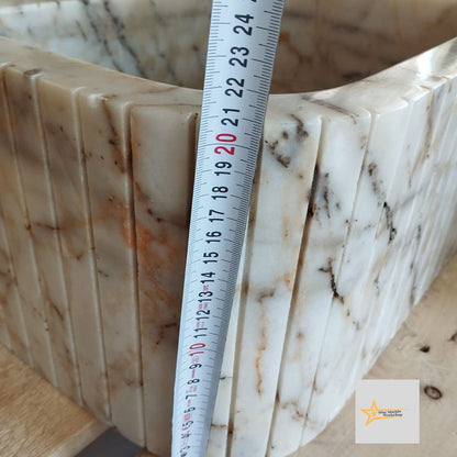 Ready To Ship Calacatta Gold Rectangular Sink Wall Mounted Sink Powder Room Sink Calacatta Sink  Hand Carved Marble Sink Marble Washbasin