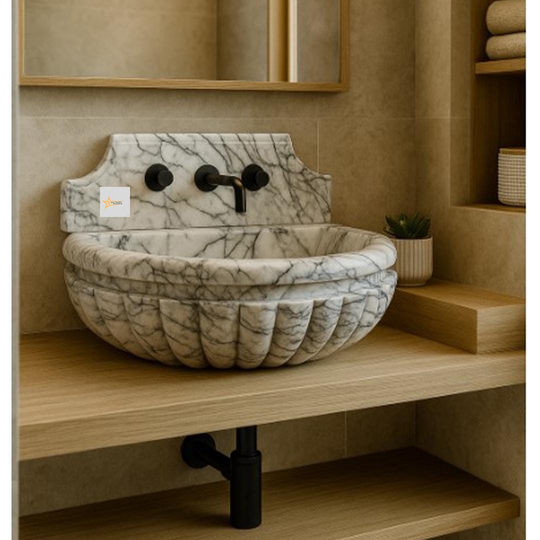 Calacatta Lilac Rectangular Sink, Sink With Faucet Hole Farmhouse Sink Powder Room Sink Calacatta Sink  Hand Carved Marble Sink Washbasin