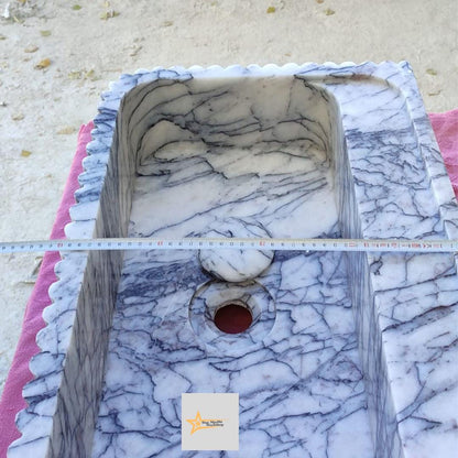 Calacatta Lilac Rectangular Sink, Sink With Faucet Hole Farmhouse Sink Powder Room Sink Calacatta Sink  Hand Carved Marble Sink Washbasin