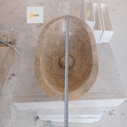 Ready to Ship Emperador Marble Sink Farmhouse Sink Powder Room Sink Calacatta Sink Hand Carved Marble Sink