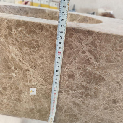 Handmade Emperador Marble Wall-Mounted Sink - Vessel Sink - chiseled sink- Luxury Minimalist Bathroom sink for bathroom