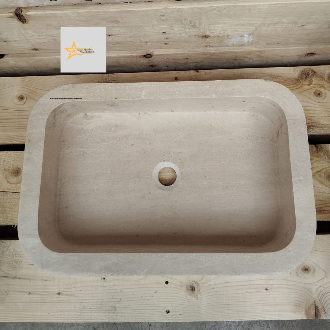 Ready to Ship Travertine  Sink Farmhouse Sink Powder Room Sink Calacatta Sink Hand Carved Marble Sink Bathroom Sink natural stone sink