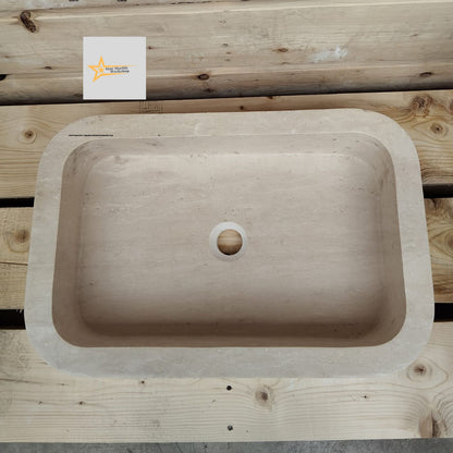 Ready to Ship Travertine  Sink Farmhouse Sink Powder Room Sink Calacatta Sink Hand Carved Marble Sink Bathroom Sink natural stone sink