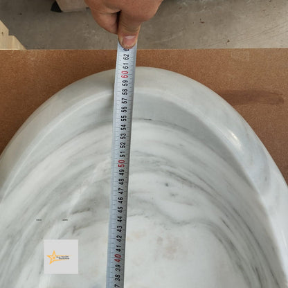 Ready to ship Carrera White Marble Ellipse Sink Farmhouse Sink Powder Room Sink Countertop Sink Hand Carved Marble Sink Sink vanity