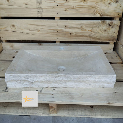 Wall Mounted Sink, Farmhouse Sink, Powder Room Sink, Hand Carved Marble Sink, Natural Stone Sink, Classic Travertine Sink