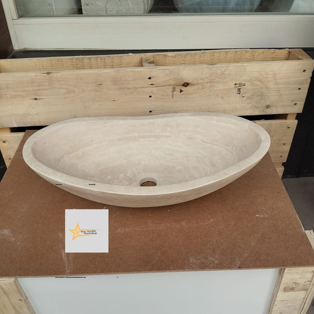 Travertine Farmhouse Sink Ready to Ship Hand Carved Marble Bathroom Powder Room Natural Stone Sink Sink Vanity Vintage Marble Sink