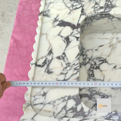 Calacatta Viola Marble Sink Wall Mounted Sink Farmhouse Sink Powder Room Sink Calacatta Sink  Hand Carved Marble Sink Sink vanity
